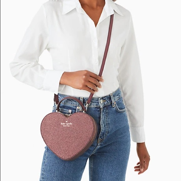 ‼️SOLD‼️ Kate Spade Heart Crossbody in Burgundy Glitter ✨✨ - Picture 12 of 12